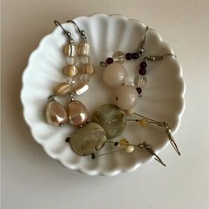 Elegant Pearl and Bead Earrings Set
